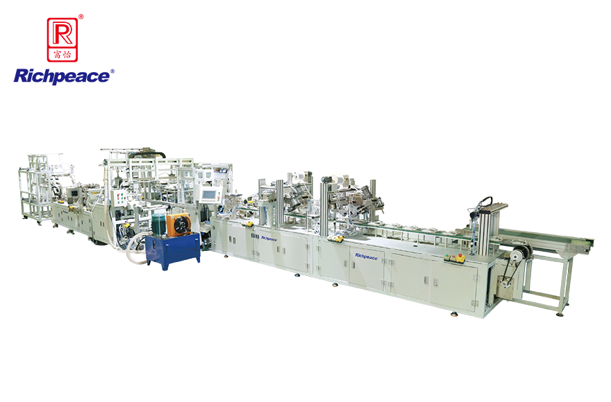 富怡全自动罩杯口罩生产线搭载预成型系统(钉头带)